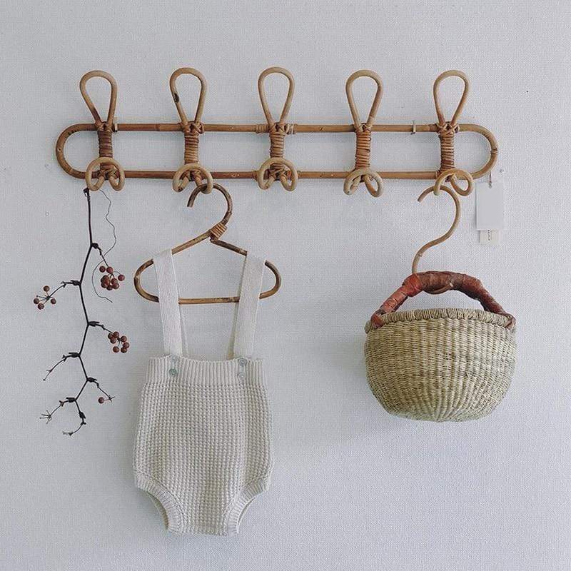 Rattan Wandhänger mit 5 Haken für Mäntel, Taschen und Handtücher | Karnz
