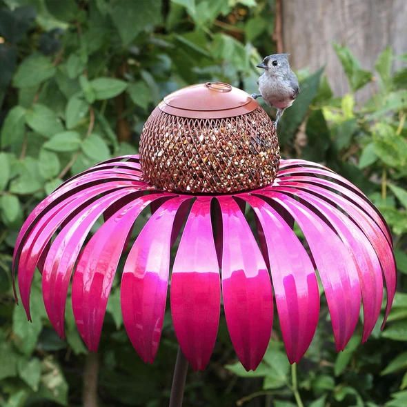Karnz | Vogelfutterspender Metall Blumen Garten Ornament