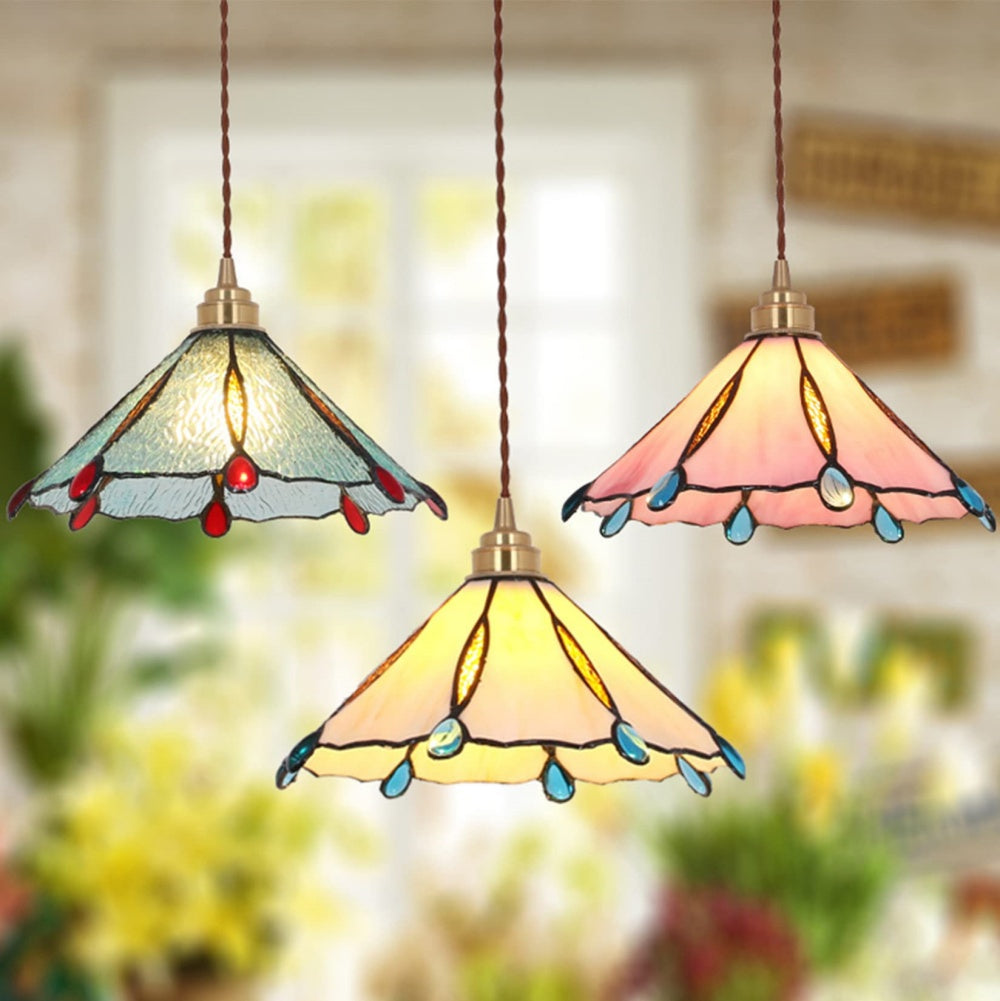 Retro Buntglas Tiffany Kegel Pendelleuchte | Karnz