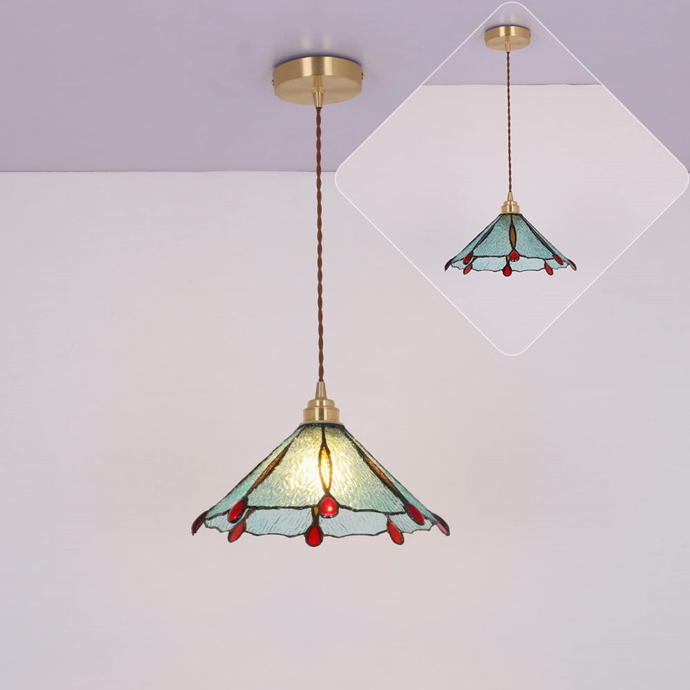 Retro Buntglas Tiffany Kegel Pendelleuchte | Karnz