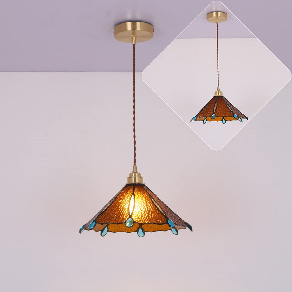 Retro Buntglas Tiffany Kegel Pendelleuchte | Karnz