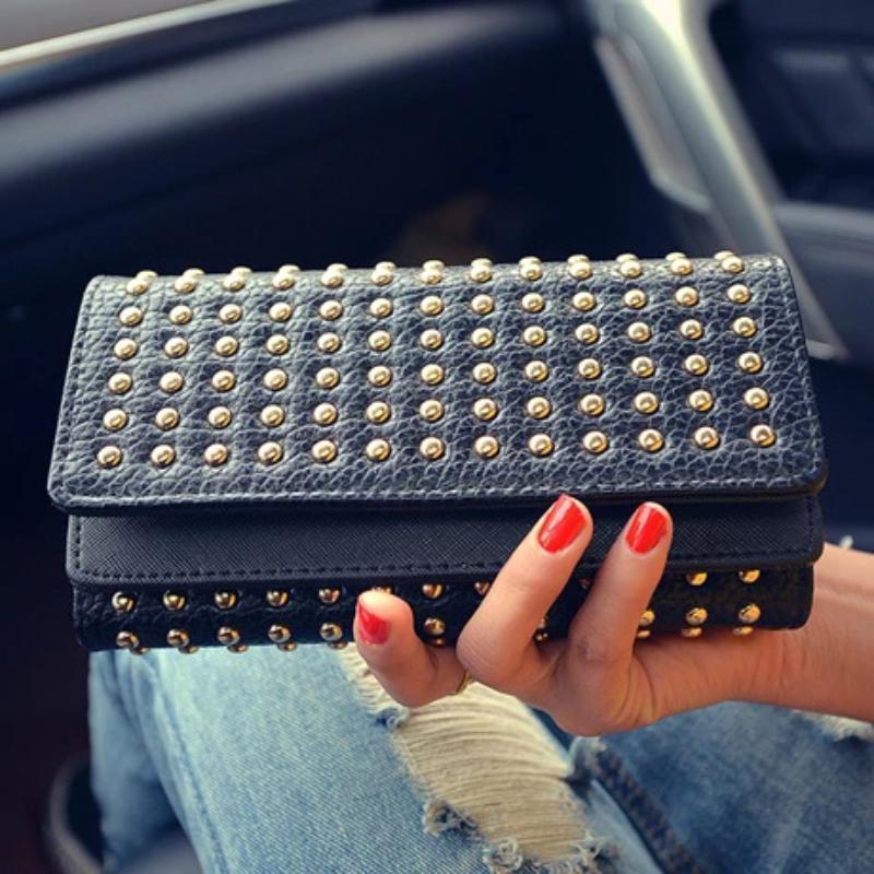 Damen PU-Leder Mode Lange Clutch Vintage | Karnz