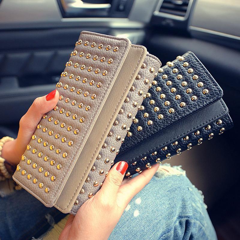 Damen PU-Leder Mode Lange Clutch Vintage | Karnz