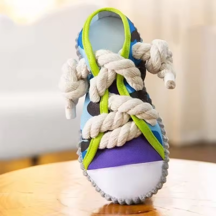 Robustes Hundespielzeug Sneaker mit Seil und Quietscherfunktion Karnz