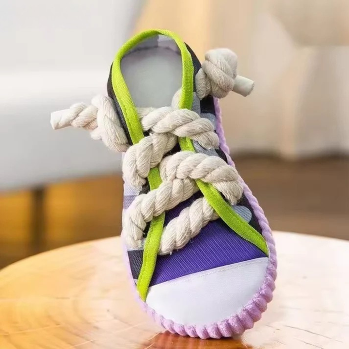 Robustes Hundespielzeug Sneaker mit Seil und Quietscherfunktion Karnz