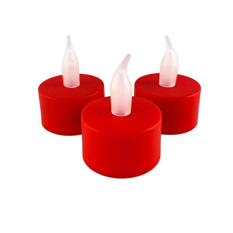 Teelicht LED 12 Stk. in rot mit Flamme | Karnz