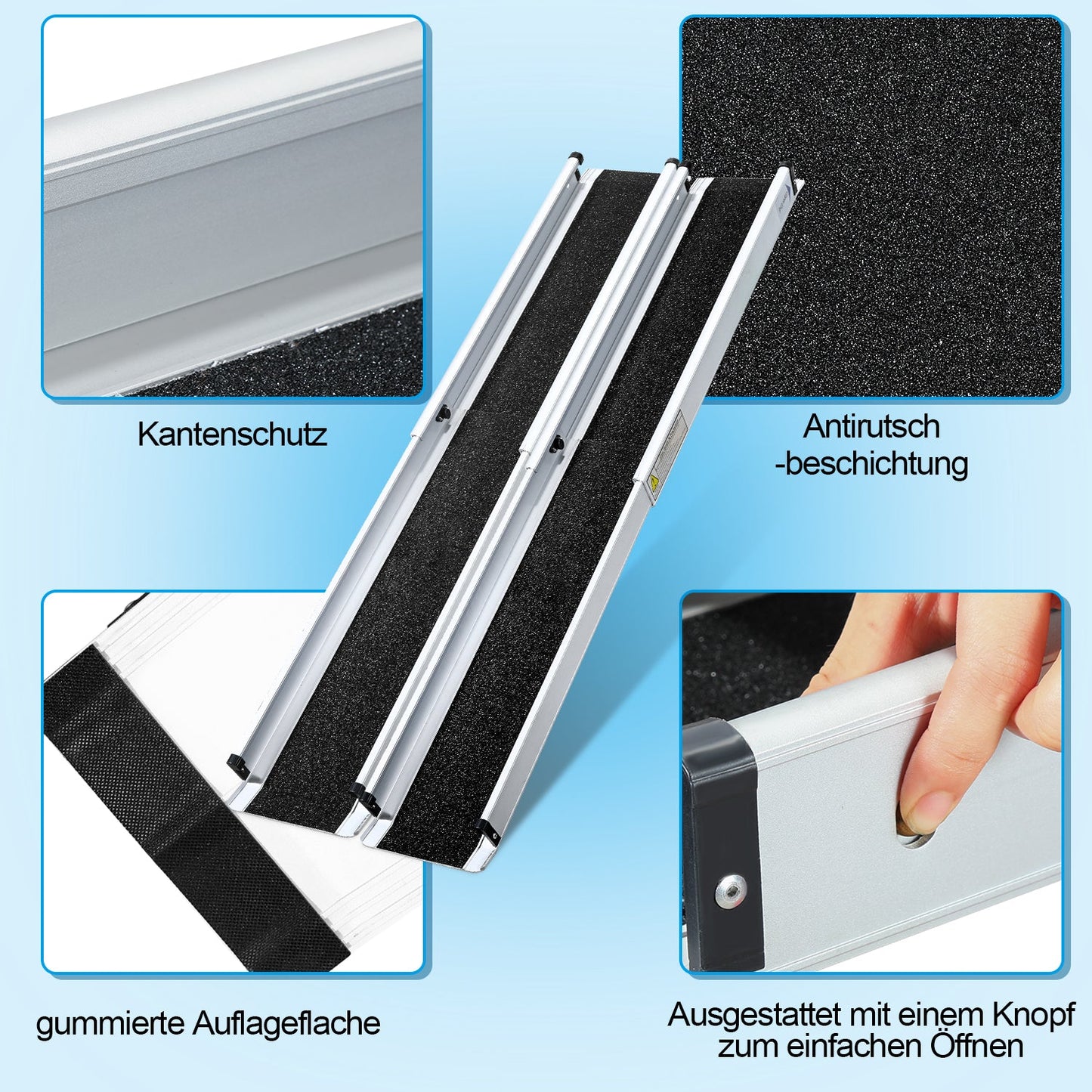 2x Rollstuhlrampe Aluminium Auffahrrampe bis 300 kg | Karnz