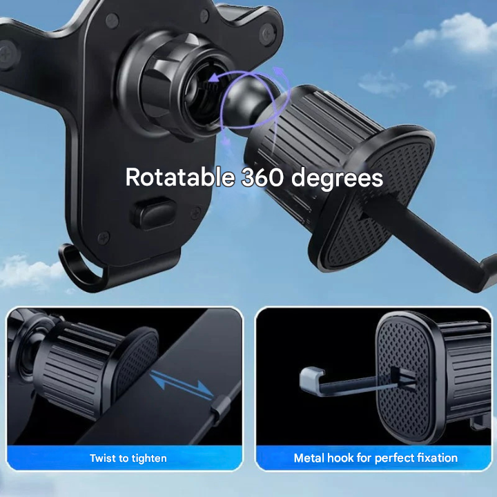 SafeGrip Auto Handyhalter – 360° drehbare Lüftungsöffnungsmontage mit Hakenverschluss | Karnz