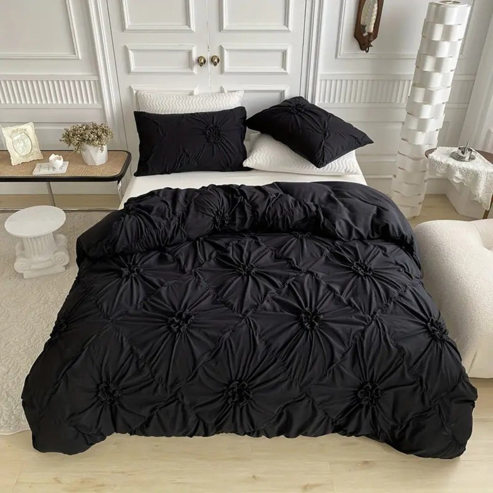 Elegantes Rüschen-Bettwäscheset mit Blumenmuster