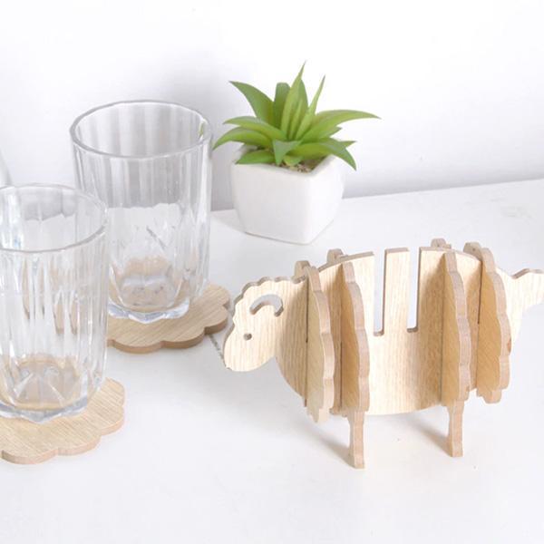 Rustikale Schaf Holzuntersetzer (Set von 6) | Karnz