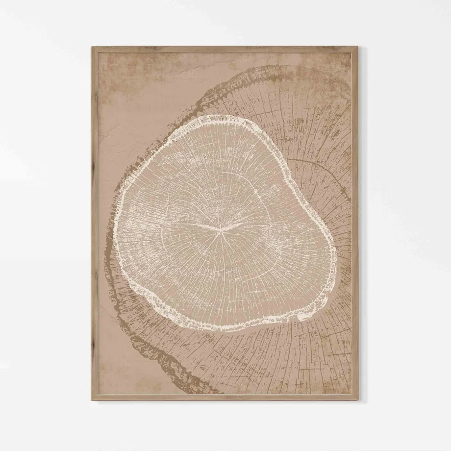 Rustikale Baumringe Abstrakte Nordische Wandkunst Fine Art Leinwanddrucke Neutrale Töne Beige/Grau/Schwarz Holzbilder Für Wohnzimmer Esszimmer Kunst Dekor