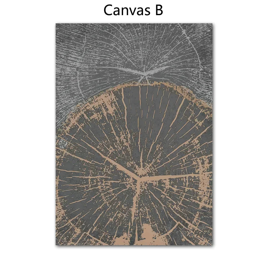Rustikale Baumringe Abstrakte Nordische Wandkunst Fine Art Leinwanddrucke Neutrale Töne Beige/Grau/Schwarz Holzbilder Für Wohnzimmer Esszimmer Kunst Dekor