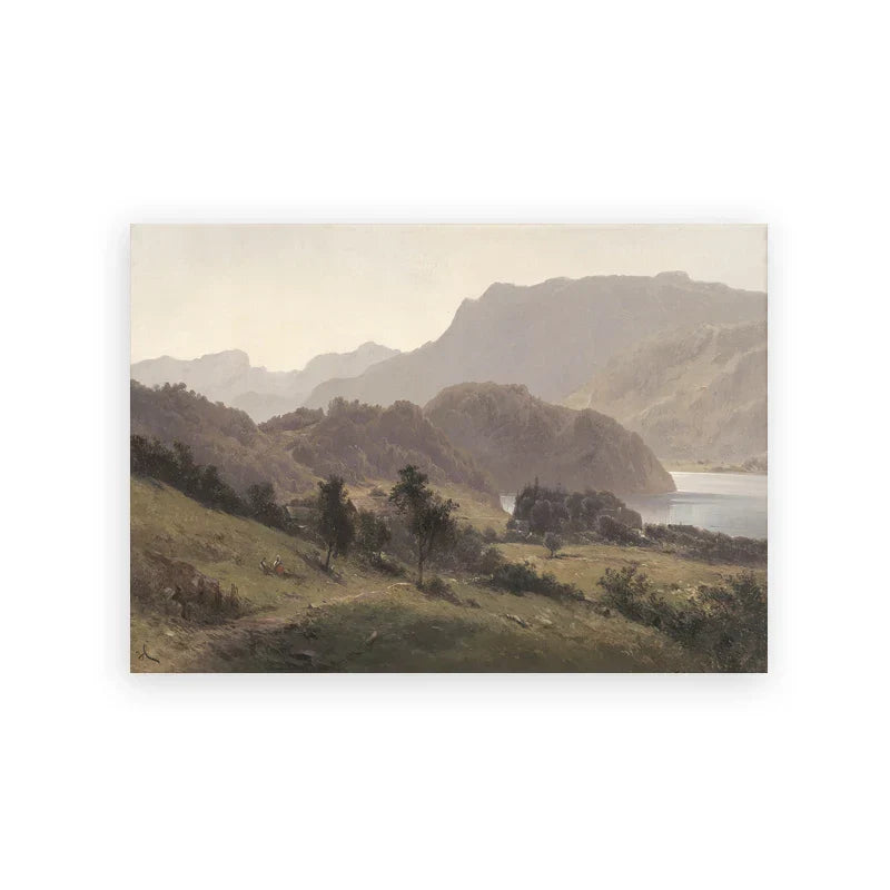 Rustikale Vintage-Landschaftsölmalerei Bergwald Wandkunst Fine Art Leinwanddrucke Galerie Wandbilder für Wohnzimmer Esszimmer Kunstdekoration
