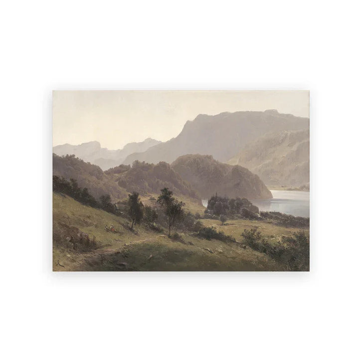 Rustikale Vintage-Landschaftsölgemälde Bergwald Wandkunst Kunstdrucke Galerie Wandbilder für Wohnzimmer Esszimmer Kunstdekoration | Karnz