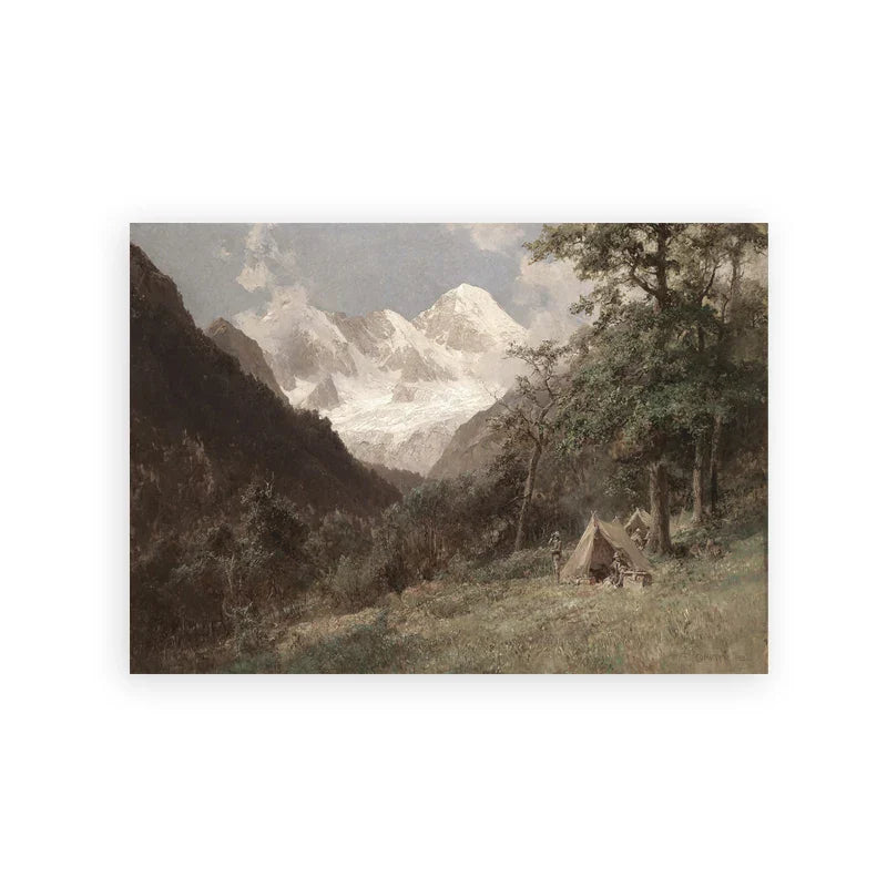 Rustikale Vintage-Landschaftsölgemälde Bergwald Wandkunst Kunstdrucke Galerie Wandbilder für Wohnzimmer Esszimmer Kunstdekoration | Karnz