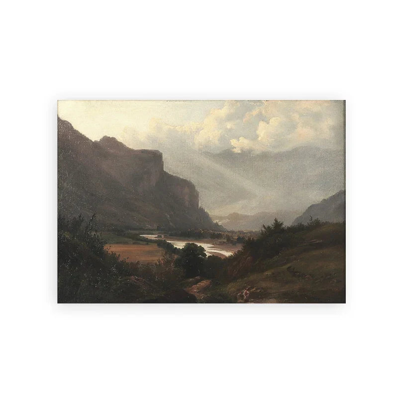 Rustikale Vintage-Landschaftsölmalerei Bergwald Wandkunst Fine Art Leinwanddrucke Galerie Wandbilder für Wohnzimmer Esszimmer Kunstdekoration