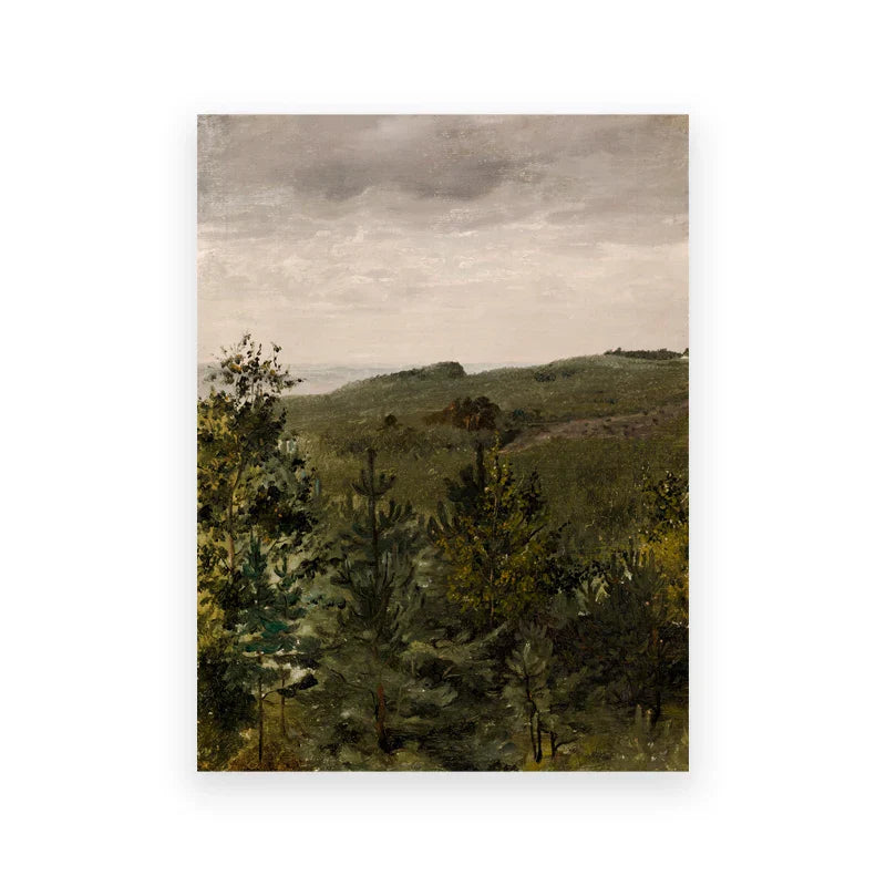 Rustikale Vintage-Landschaftsölmalerei Bergwald Wandkunst Fine Art Leinwanddrucke Galerie Wandbilder für Wohnzimmer Esszimmer Kunstdekoration