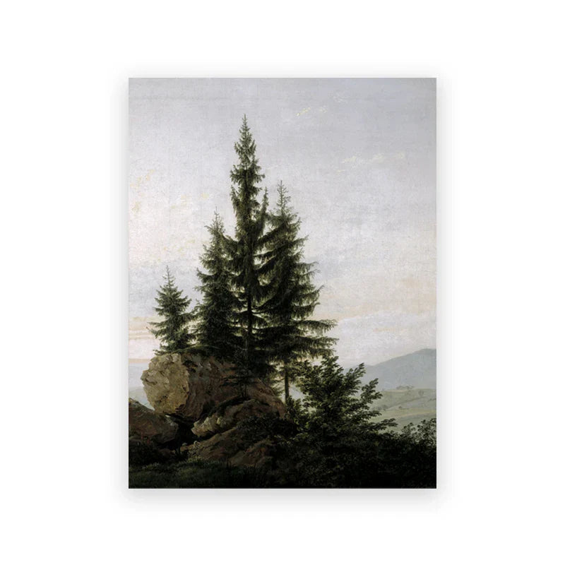 Rustikale Vintage-Landschaftsölmalerei Bergwald Wandkunst Fine Art Leinwanddrucke Galerie Wandbilder für Wohnzimmer Esszimmer Kunstdekoration