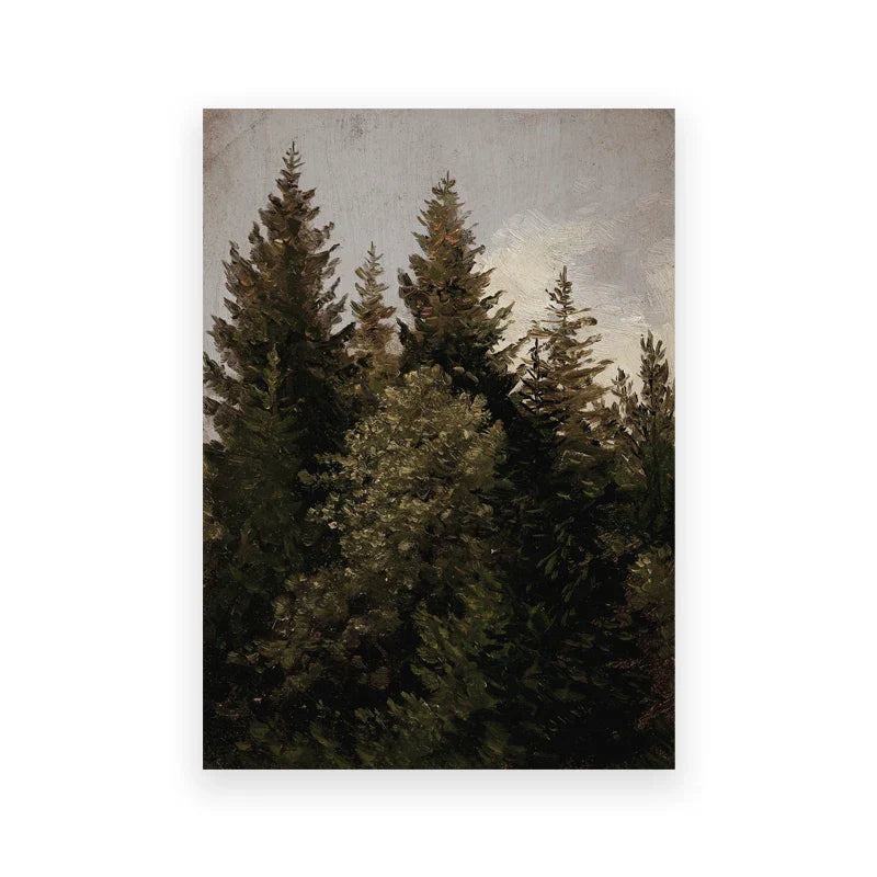 Rustikale Vintage-Landschaftsölmalerei Bergwald Wandkunst Fine Art Leinwanddrucke Galerie Wandbilder für Wohnzimmer Esszimmer Kunstdekoration
