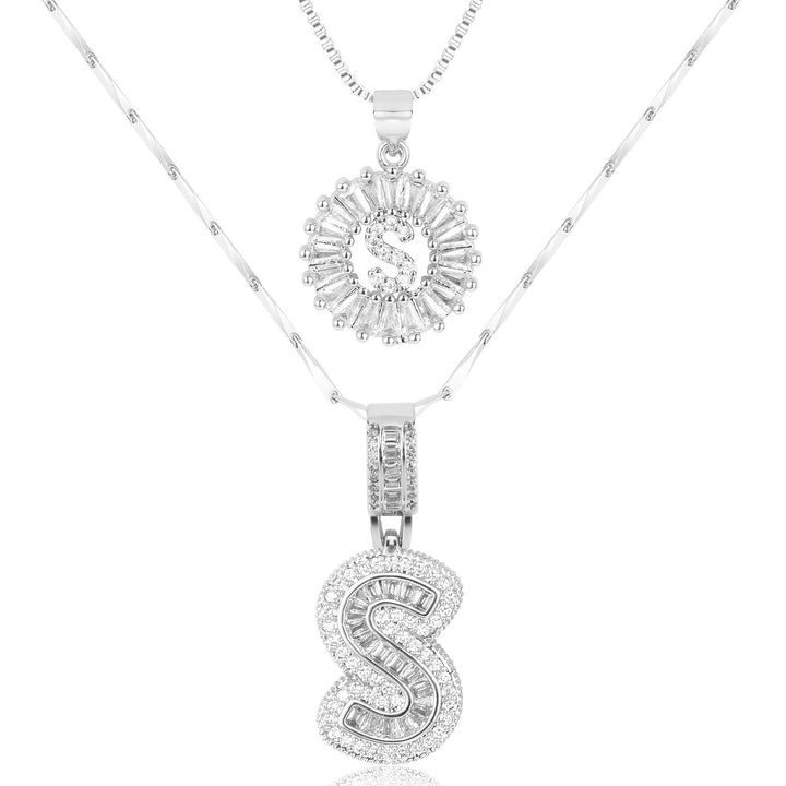 Karnz | 2pc 14k Diamant Buchstaben Initialen Halsketten