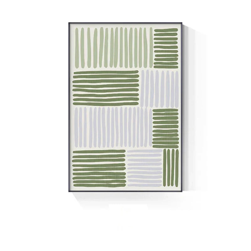 Abstract Grünes Geometrisches Linienkunst Wandkunst Fine Art Leinwanddrucke Bilder Für Modernes Apartment Wohnzimmer Home Office Kunst Dekor | Karnz
