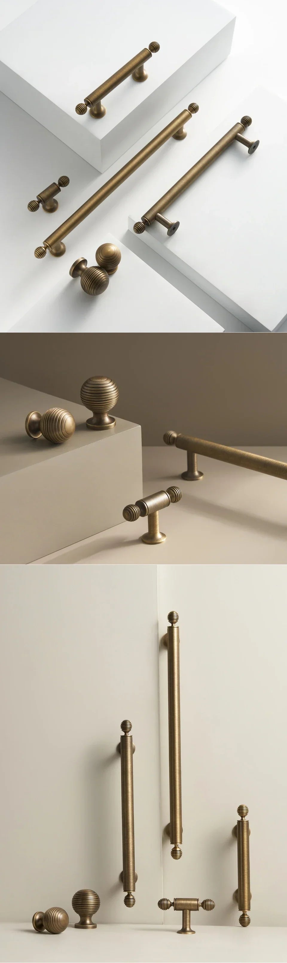 BrassElegance Massivmessing Antik T-Griff Karnz