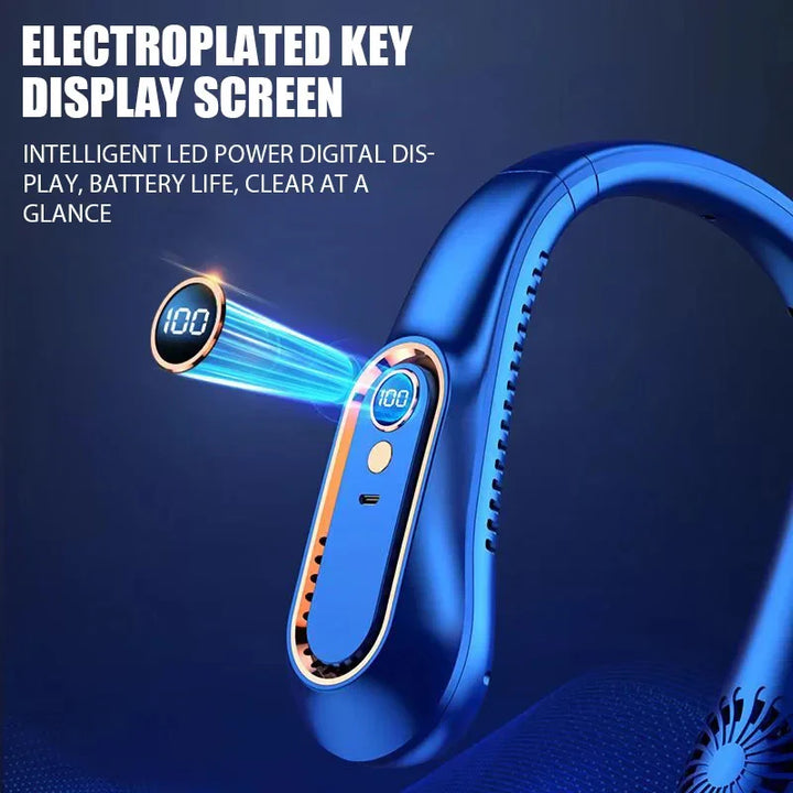 Tragbarer Mini bladelooser Nackenventilator mit Digitalanzeige - USB wiederaufladbarer Luftkühler für den Nacken, freihändiges Kühlerlebnis | Karnz