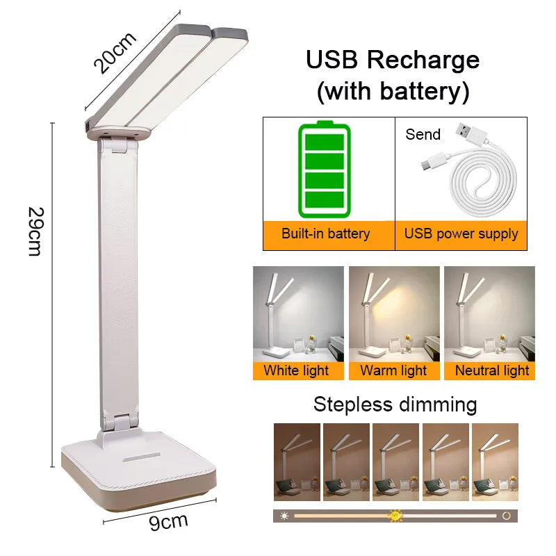 Karnz | LumiFold | LED Schreibtischlampe | 3 Helligkeitsstufen & Touch-Steuerung | USB wiederaufladbar & faltbar