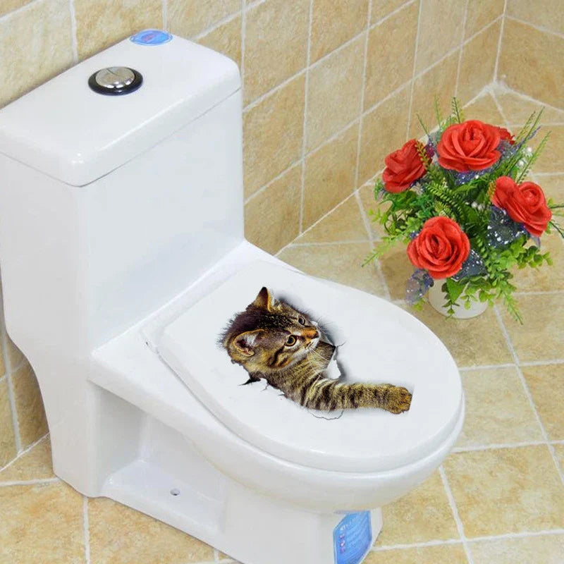 3D Toilettenschutz Katzenaufkleber