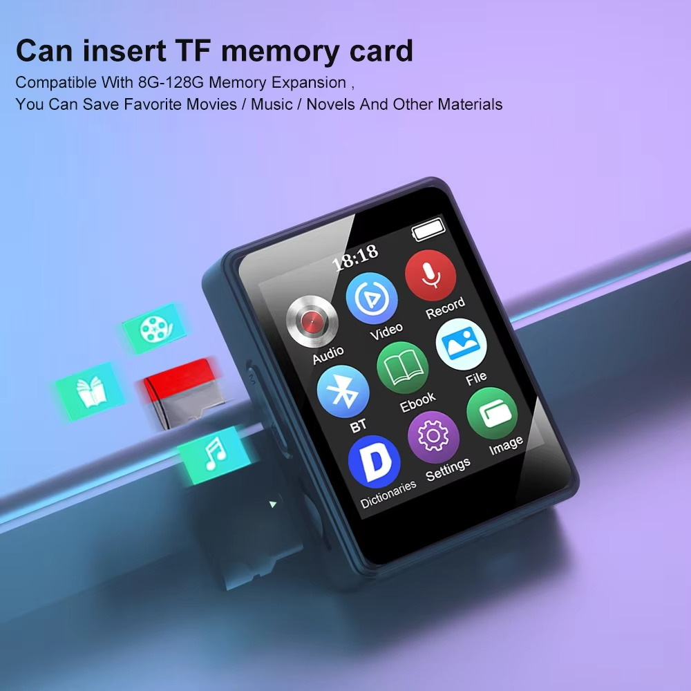 Tragbarer Bluetooth-MP3-Player mit HiFi-Stereoanlage, Mini-MP4-Videowiedergabe, LED-Bildschirm und Sprachaufzeichnung