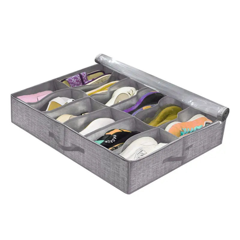 OrdiShoe Schuh-Organizer | Aufbewahrung unter dem Bett | Fassungsvermögen: 12 Paar | Staubdicht & Faltbar