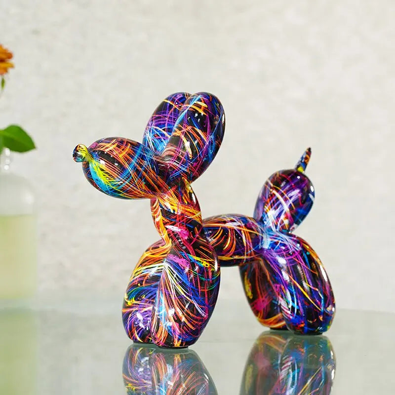 Bunte Ballonhund Figuren Künstlerische Graffiti Statuen für das Wohnzimmer Couchtisch Süße Trendige Ornamente für die Schreibtischdekoration | Karnz