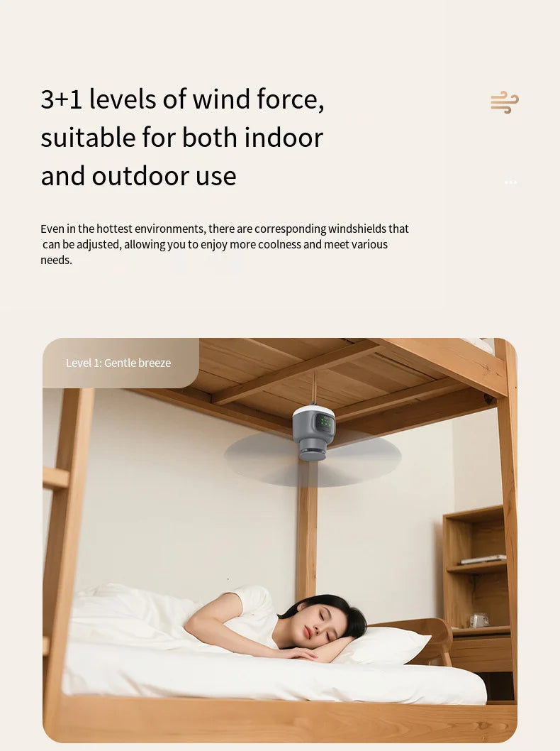 12000mAh Tragbarer Decken- & Campingventilator – Außen-Zelt-Luftzirkulator und Kühlventilator | Karnz
