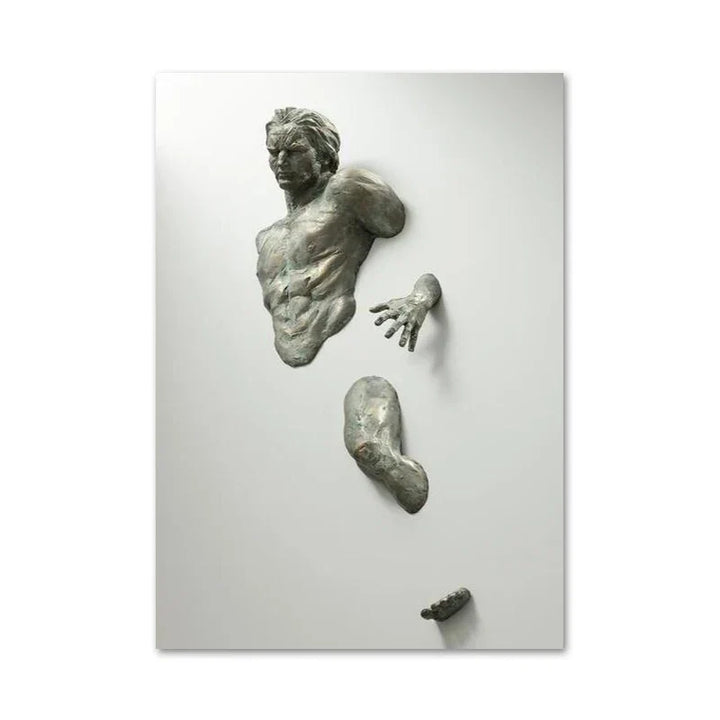 Moderne urbane abstrakte Eisenstatue Wandkunst Fine Art Leinwanddrucke 3D-Visualisierung Figurenkunst Bilder für minimalistische Wohnungswanddekoration | Karnz