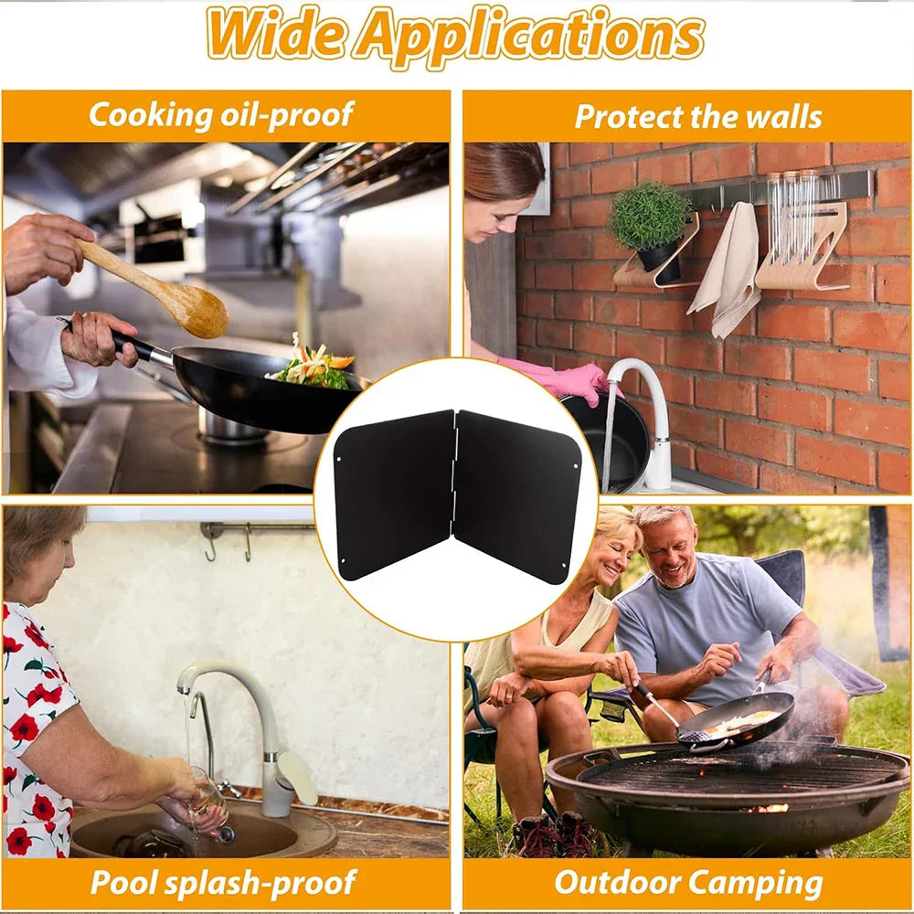 Faltbarer Fettspritzschutz aus Edelstahl, doppelseitiger Ölschutz – CookShield