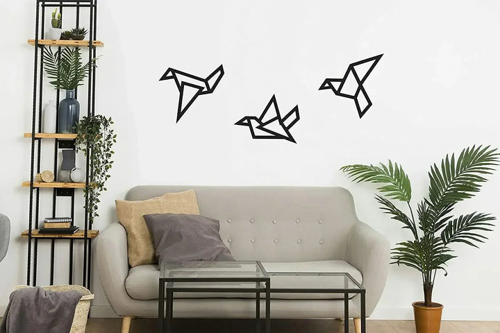 Set aus 3 Stück Eisen Geometrische Vögel 3D Wanddekoration für Nordic Wohnzimmer Esszimmer Schlafzimmer Wanddekoration | Karnz