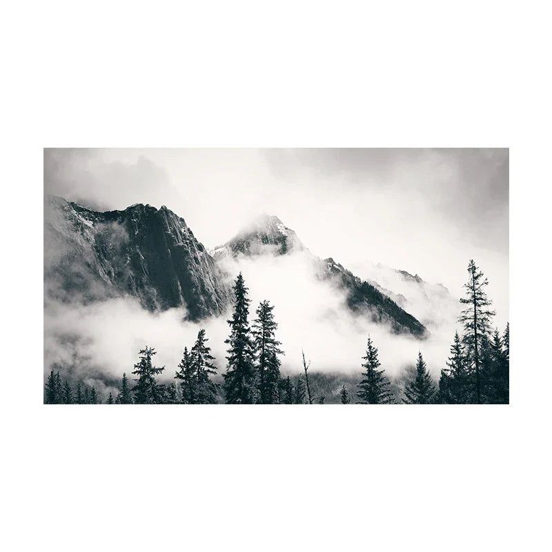 Nordlandschaften Wald Berg Wildnis Wandkunst Fine Art Leinwanddrucke Schwarz Weiß Poster Für Wohnzimmer Moderne Büros Dekor | Karnz