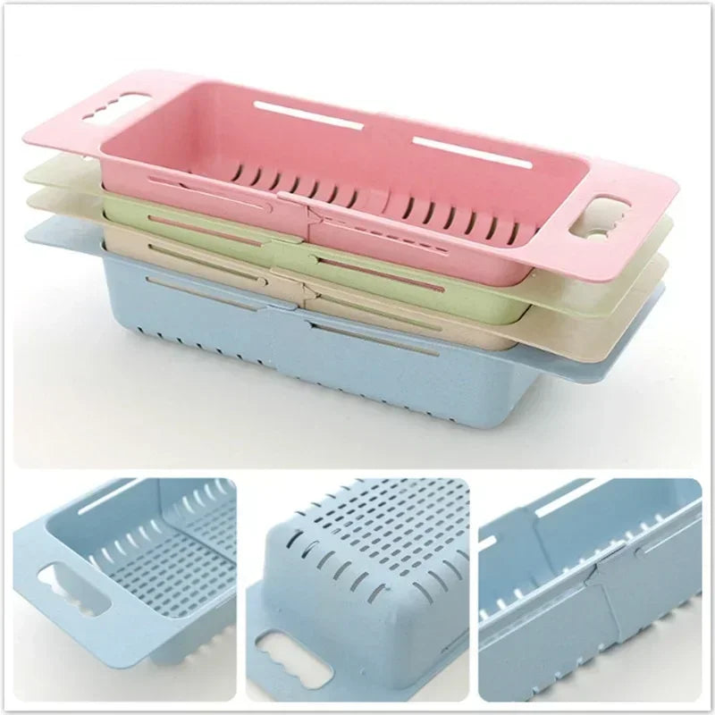 FlexDrain Abtropfkorb Küche – Verstellbarer Spülbecken Organizer | Auto Ablauf & Obst Gemüse Trockner | Platzsparendes Küchezubehör | Karnz
