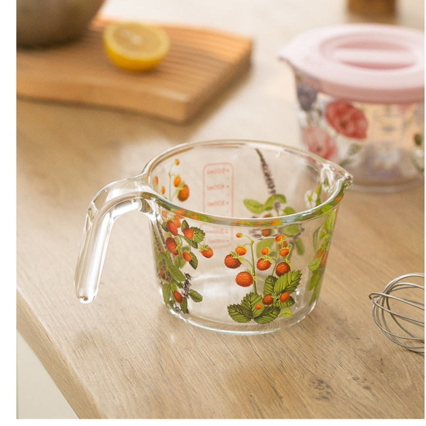 Retro Flowers Messbecher mit Deckel