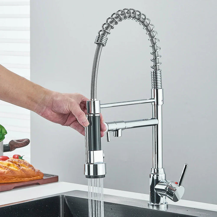 Wasserhahn mit Doppeltem Auslauf – Hochwertiger Wasserhahn für Flexibles Spülen, Schwenkbar, Ideal für Moderne Küchen, Leicht zu Reinigen und Einfache Montage | Karnz