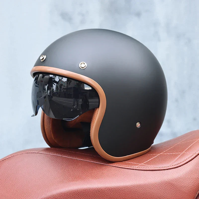 Retro-Motorradhelm 3/4-offenes Visier – Valor