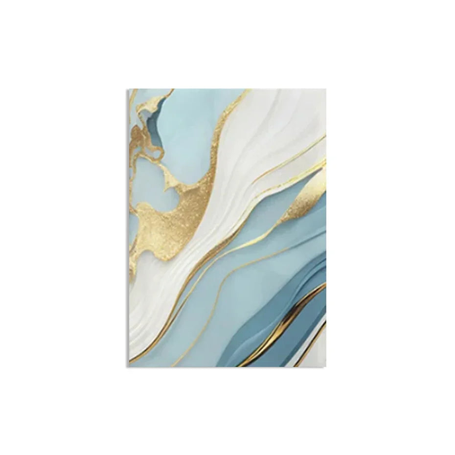 Modern Abstract Golden Blue Liquid Marble Print Wandkunst Fine Art Leinwanddrucke Bilder für Wohnzimmer Schlafzimmer Nordische Wohnkultur | Karnz