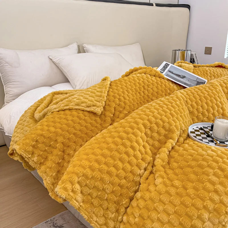 Karnz | Gemusterte weiche Samtdecke warme gemütliche Decke für Sofa und Bett