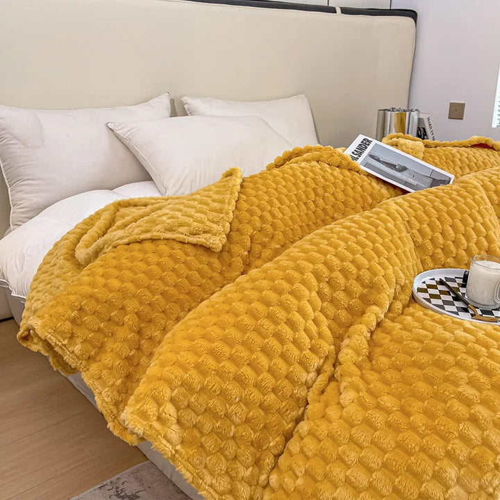 Karnz | Gemusterte weiche Samtdecke warme gemütliche Decke für Sofa und Bett