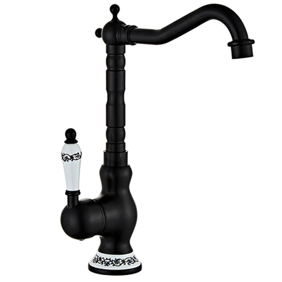 Küchenarmatur aus antikem Messing mit keramischem Griff - 360° schwenkbar | Traditionelles Design Karnz