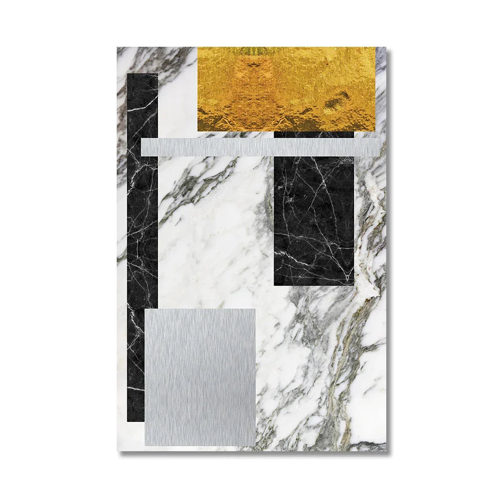 Schwarze Goldene Blockmarmor Abstrakte Wandkunst Feine Kunst Leinwanddrucke Moderne Geometrische Bilder Für Wohnzimmer Büro Kunst Dekor