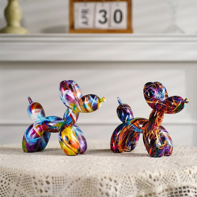 Bunte Ballonhund Figuren Künstlerische Graffiti Statuen für das Wohnzimmer Couchtisch Süße Trendige Ornamente für die Schreibtischdekoration | Karnz