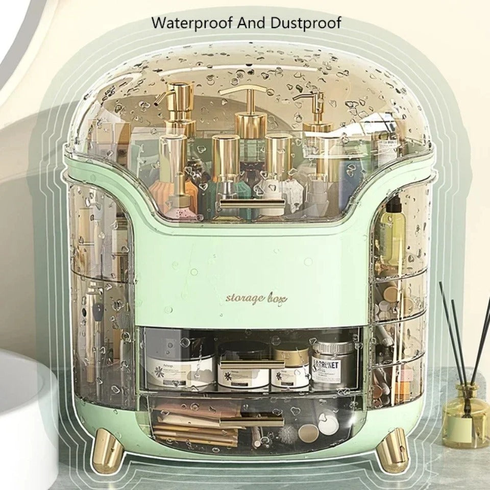 Luxuriöser transparenter Makeup-Organizer mit rotierenden Türen und Schubladen | Karnz