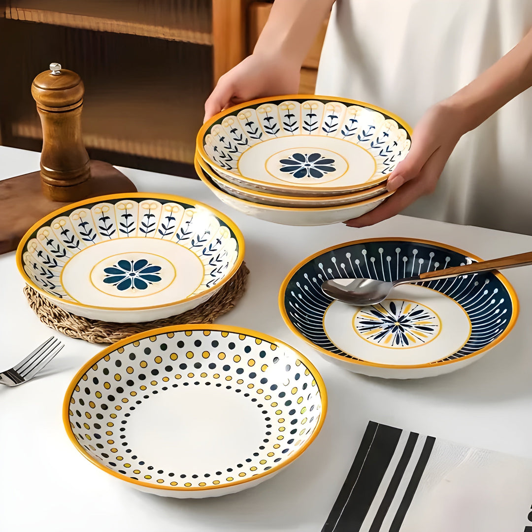 Porzellan Teller Set Handgemalt – Elegant und Dekorativ | Perfekt für den Alltag und besondere Anlässe | Karnz