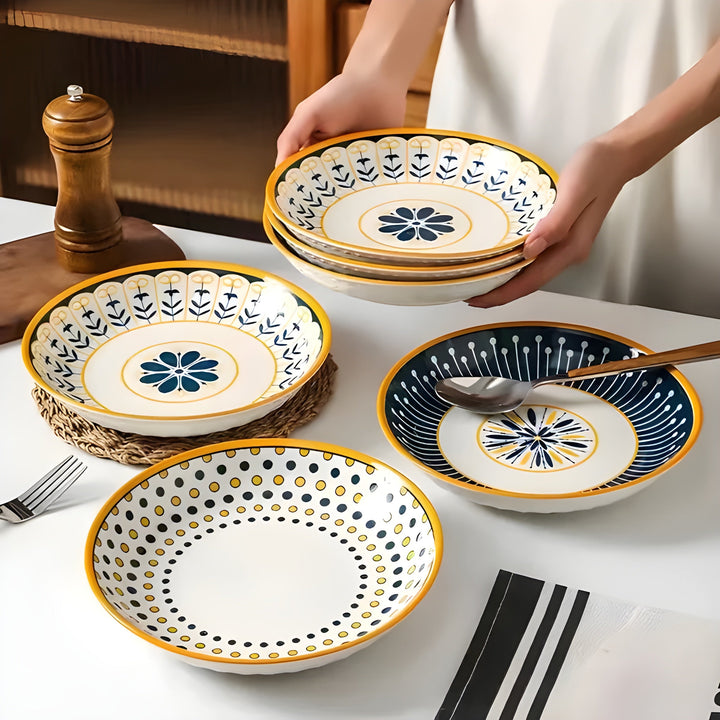 Porzellan Teller Set Handgemalt – Elegant und Dekorativ | Perfekt für den Alltag und besondere Anlässe | Karnz